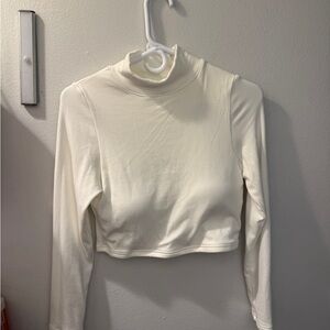 Klassy Network Cream Long Sleeve Crop Top
